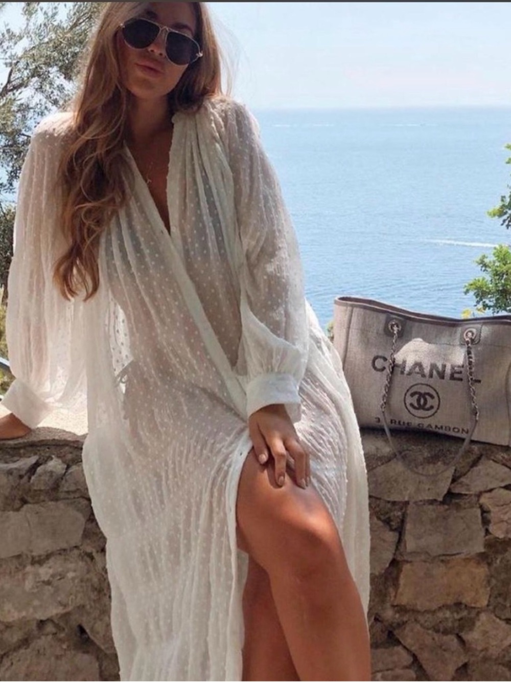 NWT ZARA White Swiss Dot Sheet Maxi Dress Beach Cover Up L